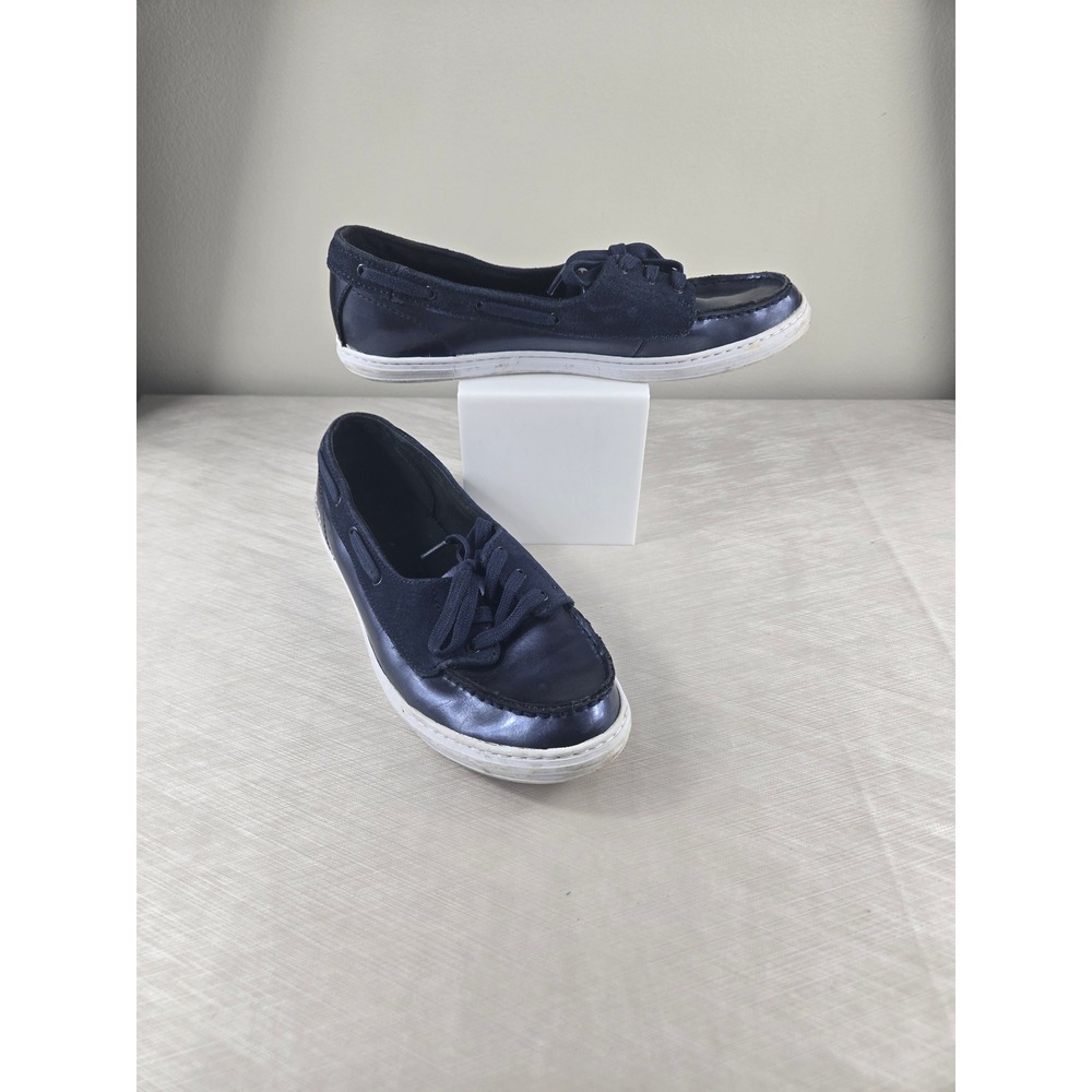 Lacoste Ziane Deck PRC SPW Navy Blue Metallic Boat Shoes Womens 7 7-30SPW4111DB4